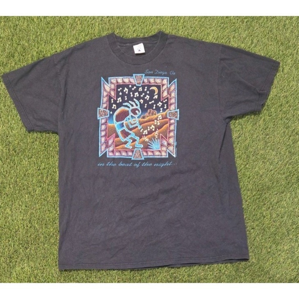 Vtg 90s Kokopelli San Diego T Shirt XL DreamCatcher Nathan Southwest Art Black